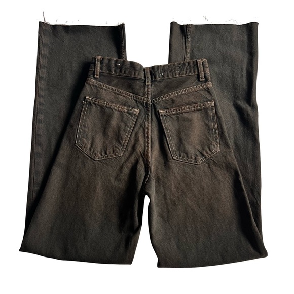 Zara High Rise Cut Off Jeans Brown - Picture 3 of 8